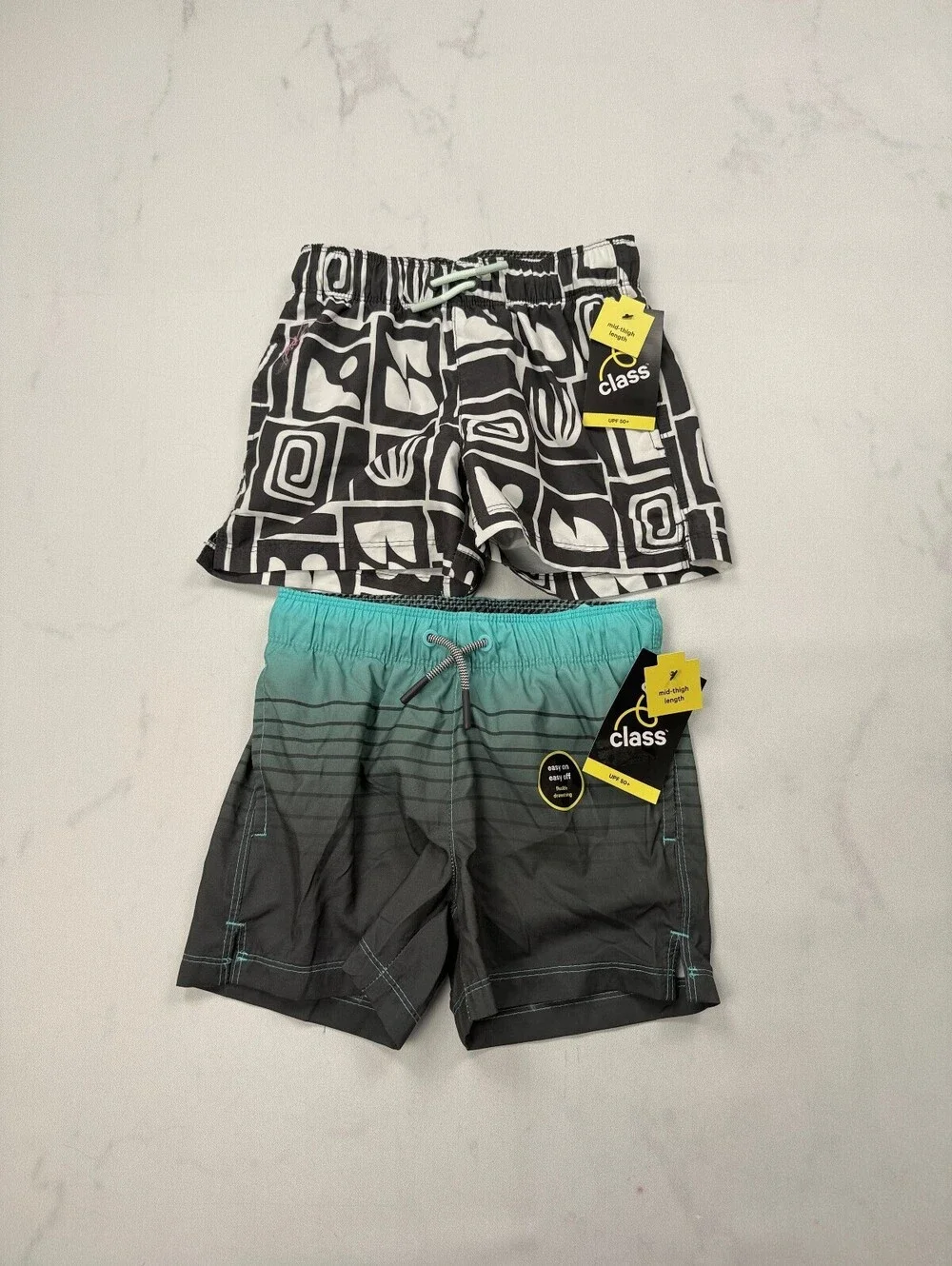 Art Class Graphic Shorts Black Turquoise Modern Streetwear Bundle of 2 - Boys XS